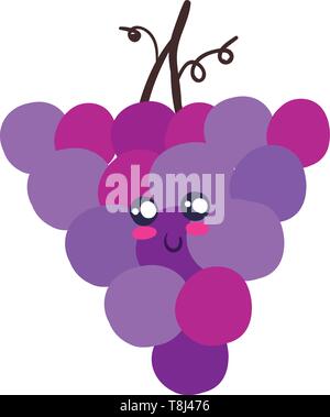 Jolie grappe de raisins de pourpre et de couleur rose avec un smiley , Scénario, dessin en couleur ou d'illustration. Illustration de Vecteur