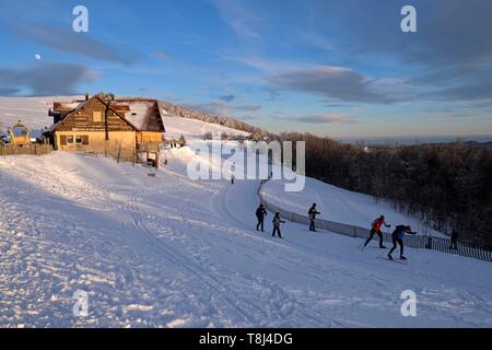 La France, Territoire de Belfort, le Ballon d'Alsace, sommet, neige, hiver Banque D'Images