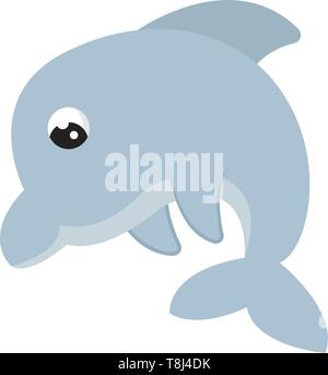 Un petit mignon en couleur gris dauphin qui saute , Scénario, dessin en couleur ou d'illustration. Illustration de Vecteur