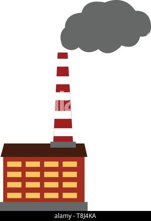 Une petite usine émet beaucoup de fumée entraînant une pollution , Scénario, dessin en couleur ou d'illustration. Illustration de Vecteur