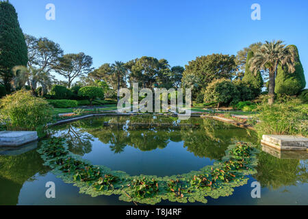 France, Alpes Maritimes, Saint Jean Cap Ferrat, la Villa et jardins Ephrussi de Rothschild, le jardin à la française, grand étang // France, Alpes-Maritimes (06 Banque D'Images