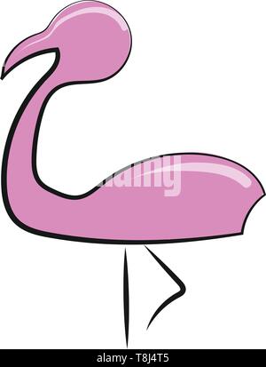 Une icône d'un flamant rose oiseau de couleur rose avec contour seulement , Scénario, dessin en couleur ou d'illustration. Illustration de Vecteur