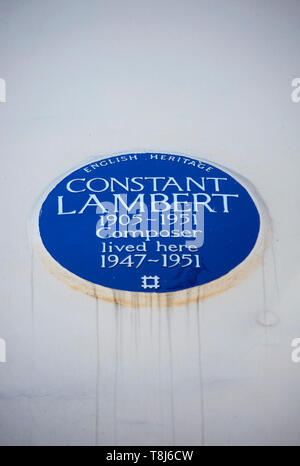 English Heritage blue plaque marquant un accueil de compositeur lambert constant, Camden, Londres, Angleterre Banque D'Images