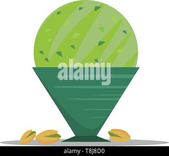 Un livre vert Glace Pistache avec peu de pistaches couché ensemble plus isolé sur fond blanc du point de vue de l'avant, Scénario, dessin en couleur ou Illustration de Vecteur