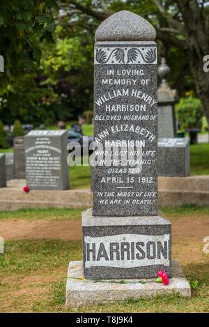 Le Canada, la Nouvelle-Écosse, Halifax, cimetière Fairview Lawn, Tombes de victimes de l'HMS Titanic naufrage en 1912 Banque D'Images