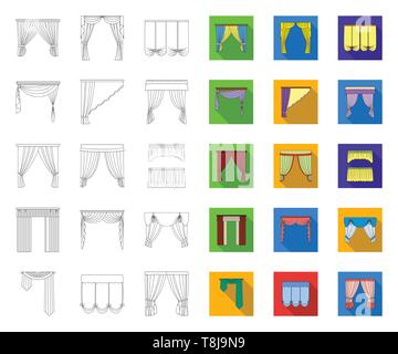 Différents types de rideaux contours,télévision icônes de collection ...