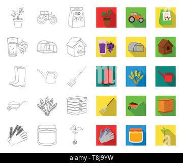 Ferme et contours de jardinage,télévision icônes de collection set pour la conception. Et d'équipement agricole symbole vecteur illustration de stock. Illustration de Vecteur