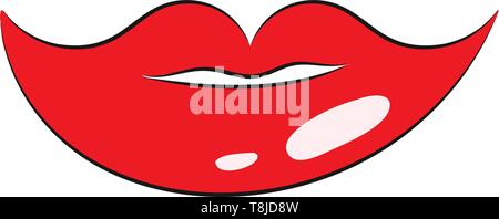 Femme lèvres avec le rouge à lèvres rouge, Scénario, dessin en couleur ou d'illustration. Illustration de Vecteur