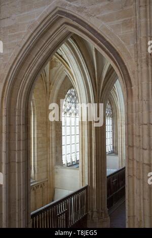 La France, l'Ain, Bourg en Bresse, Monastère Royal de Brou restauré en 2018, l'église de Saint Nicolas de Tolentino, chef d'oeuvre de style gothique flamboyant, la grande nef accueille des spectacles culturels Banque D'Images