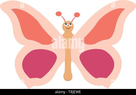 Beau papillon rose rouge et mauve avec des marques sur ses ailes, Scénario, dessin en couleur ou d'illustration. Illustration de Vecteur