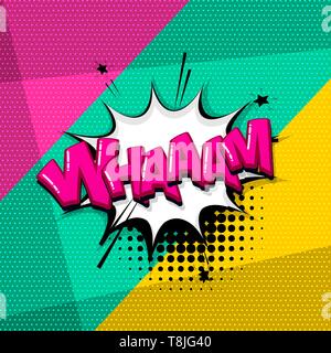 Bande dessinée Wham effets sonores texte style pop art. Vector speech bubble mot et phrase courte cartoon illustration de l'expression. Livre bd backgroun couleur Illustration de Vecteur