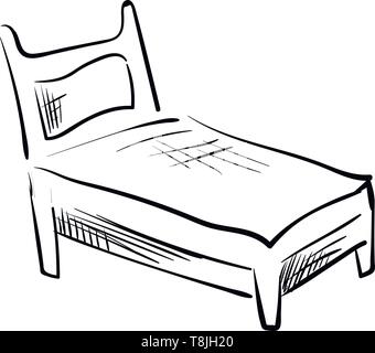 Un lit plat ordinaire a tracé dans le noir, avec tête, une conception, Scénario, dessin en couleur ou d'illustration. Illustration de Vecteur