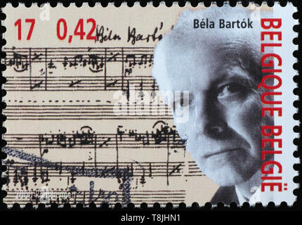 Portrait de Bela Bartok sur timbre-poste Banque D'Images