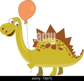 Spinosaurus jaune brun avec un ballon orange crampons holing., Scénario, dessin en couleur ou d'illustration. Illustration de Vecteur