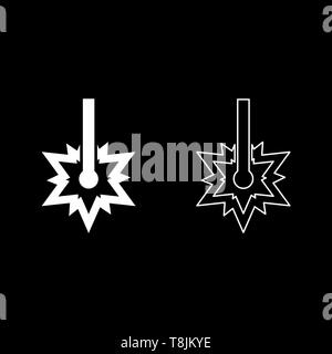 Laser line ligne laser soudage travail étincelle symbole concept Gravure Gravure au laser burst icône couper ensemble blanc contour vector illustration couleur style plat Illustration de Vecteur