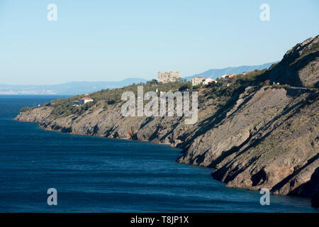 Croatie, Kvarner Bucht, Senj, Blick von Süden über die zur Steilküste Nehaj Festung Banque D'Images