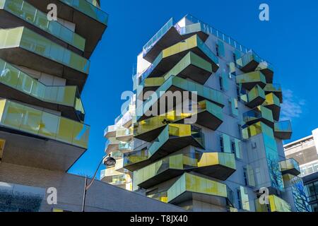 France, Paris, 13e, l'architecture contemporaine par l'architecte Bernard Buhler, Quai d'Austerlitz Banque D'Images