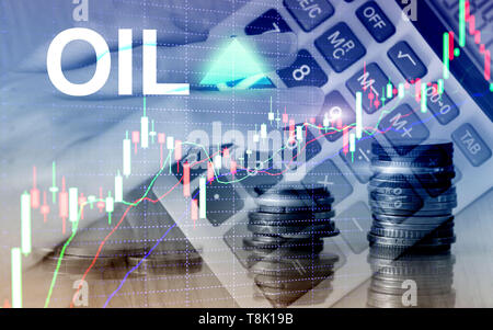 Tendance de l'huile. Prix du pétrole brut stock exchange trading up. L'huile de prix vers le haut. Arrow s'élève. Résumé arrière-plan d'affaires. Banque D'Images