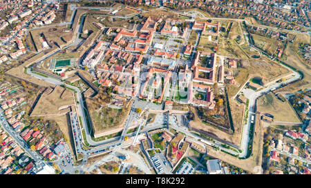 Vue aérienne de Alba Carolina forteresse médiévale à Alba Iulia, Transylvanie Roumanie ville Banque D'Images