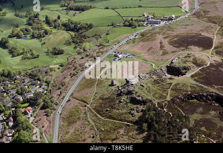 Vue aérienne d'Ilkley Moor au Yorkshire Banque D'Images