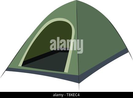 Tente de camping en plein air auvent parasol seul élément qui sert de site de loisirs pour une famille pour se détendre, randonnées, pêche, Scénario, dessin en couleur ou je Illustration de Vecteur