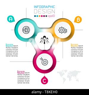 Trois cercles avec l'icône d'infographie. Illustration de Vecteur