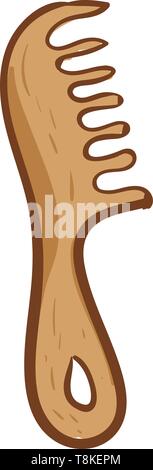 Peinture d'un peigne à cheveux en bois avec des chambres spacieuses et de soies denses bien adapté pour tout type de cheveux au peigne fin, court, moyen, long, mince, épais, frisés, et st Illustration de Vecteur