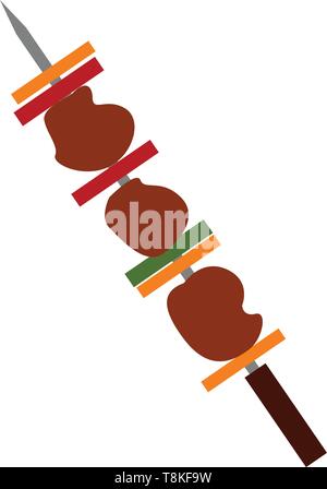 Un barbecue est un repas, des morceaux de boeuf, de volaille, de poisson ou d'aliments similaires, rôti sur un rack four sur feu ouvert ou sur un appareil spécial, vecteur, en plein air. Illustration de Vecteur