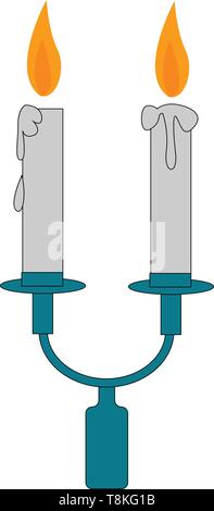 Une bougie, c'est un bâton de cire avec mèche intégré qui s'allume pour produire de la lumière., Scénario, dessin en couleur ou d'illustration. Illustration de Vecteur