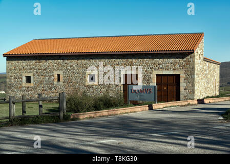 Domus Romana, reproduction d'une ancienne maison de Cantabrie à côté des ruines archéologiques de la ville de Juliobriga, Cantabria, ESPAGNE Banque D'Images