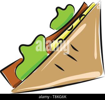 C'est un sandwich au jambon avec du fromage., Scénario, dessin en couleur ou d'illustration. Illustration de Vecteur