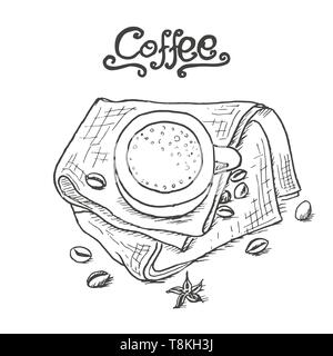 Illustration de tasse de café dans un style dessiné à la main. Pour votre conception d'illustration vectorielle Illustration de Vecteur