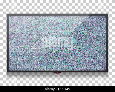 Tv LCD télévision réaliste modèle avec tv couleur statique avec bruit effet glitch. Illustration de Vecteur