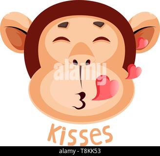 Monkey est l'envoi de baisers, illustration, vecteur sur fond blanc. Illustration de Vecteur