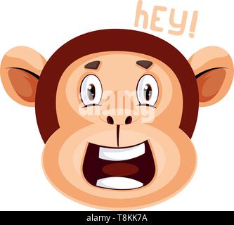 Monkey dit hey, illustration, vecteur sur fond blanc. Illustration de Vecteur