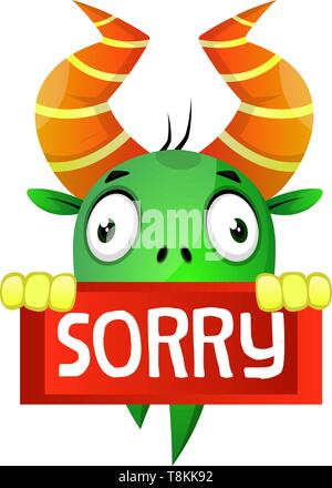 Cartoon monster s'excuse, illustration, vecteur sur fond blanc. Illustration de Vecteur