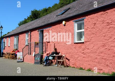 Rose Cottage peint de couleurs vives, cafe Abaisser Pembrokeshire Coast National Park de Fishguard Wales Cymru UK Banque D'Images