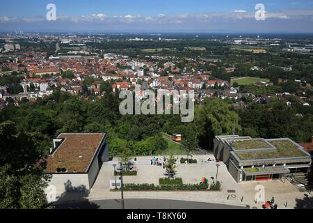 Allemagne, Baden Württemberg, Karlsruhe, Durlach Turmberg, la voiture de câble relie le quartier Durlach Turmberg de la colline, Durlach et Karlsruhe. Banque D'Images