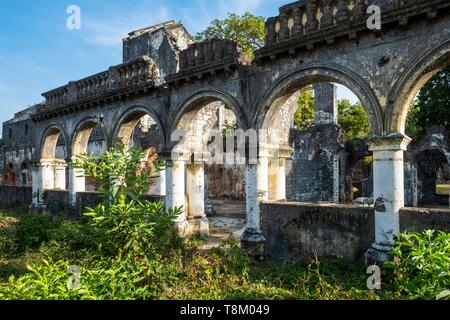 Sri Lanka, province du Nord, Jaffna, vieux parc, ruines du vieux quartier ou Kachchery Secrétariat construit par les Britanniques Banque D'Images