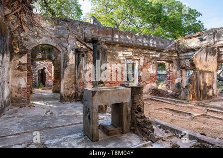 Sri Lanka, province du Nord, Jaffna, vieux parc, ruines du vieux quartier ou Kachchery Secrétariat construit par les Britanniques Banque D'Images