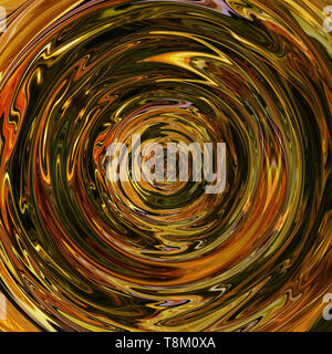 L'imitation de l'or liquide riche art fractal graphique couleur de fond d'or. Banque D'Images