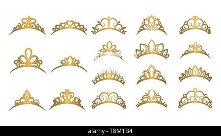 Grande collection de silhouettes en couronne vecteur Vector illustration style vintage Illustration de Vecteur