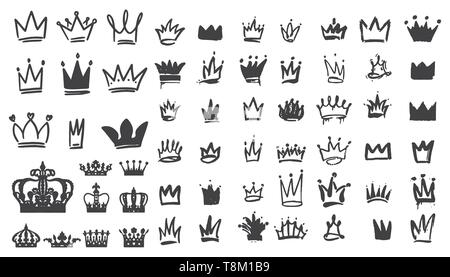 Grande collection de silhouettes en couronne vecteur Vector illustration style vintage Illustration de Vecteur