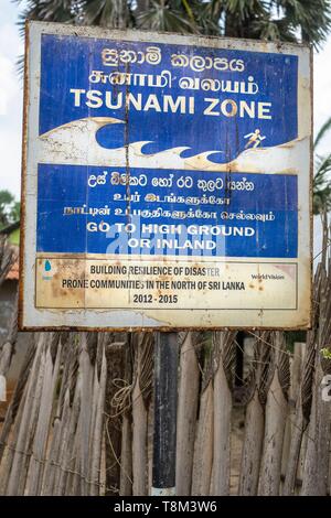 Sri Lanka, province du Nord, l'île de Mannar, alerte au tsunami Banque D'Images