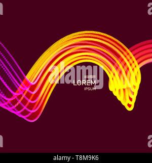 Fond ondulé avec effet de mouvement. La technologie 3D, style. Vector illustration. Illustration de Vecteur