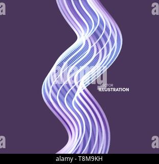 Fond ondulé avec effet de mouvement. La technologie 3D, style. Vector illustration. Illustration de Vecteur