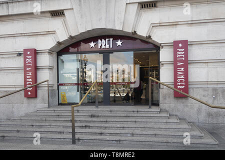 Londres, Royaume-Uni - Octobre 11, 2018 ; une succursale de la Pret a manger magasins à Londres, une chaîne internationale de Sandwich Shop dont le siège est à la Banque D'Images