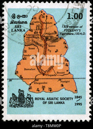 Timbre-poste du Sri Lanka dans le 150e anniversaire de la Royal Asiatic Society de Sri Lanka série émise en 1995 Banque D'Images