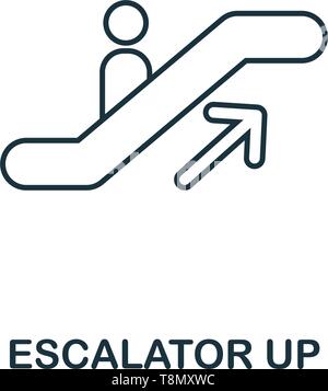 L'icône de l'Escalator. Ligne mince de style du contour shopping center icons collection. L'icône de l'escalator Premium pour la conception, l'apps, logiciels et autres. Illustration de Vecteur