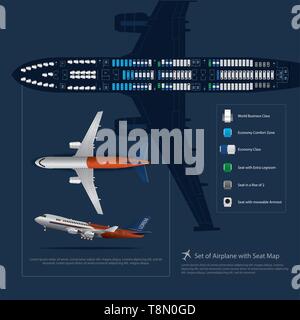 Jeu d'avion avec une carte d'illustration vectorielle, isolé du siège Illustration de Vecteur